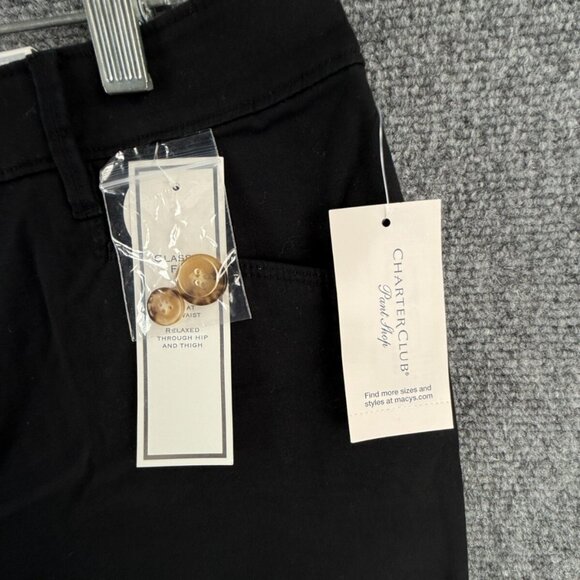 NWT Charter Club Shorts Women Size 14 Black Pockets Cotton Stretch Classic Fit - Picture 7 of 13